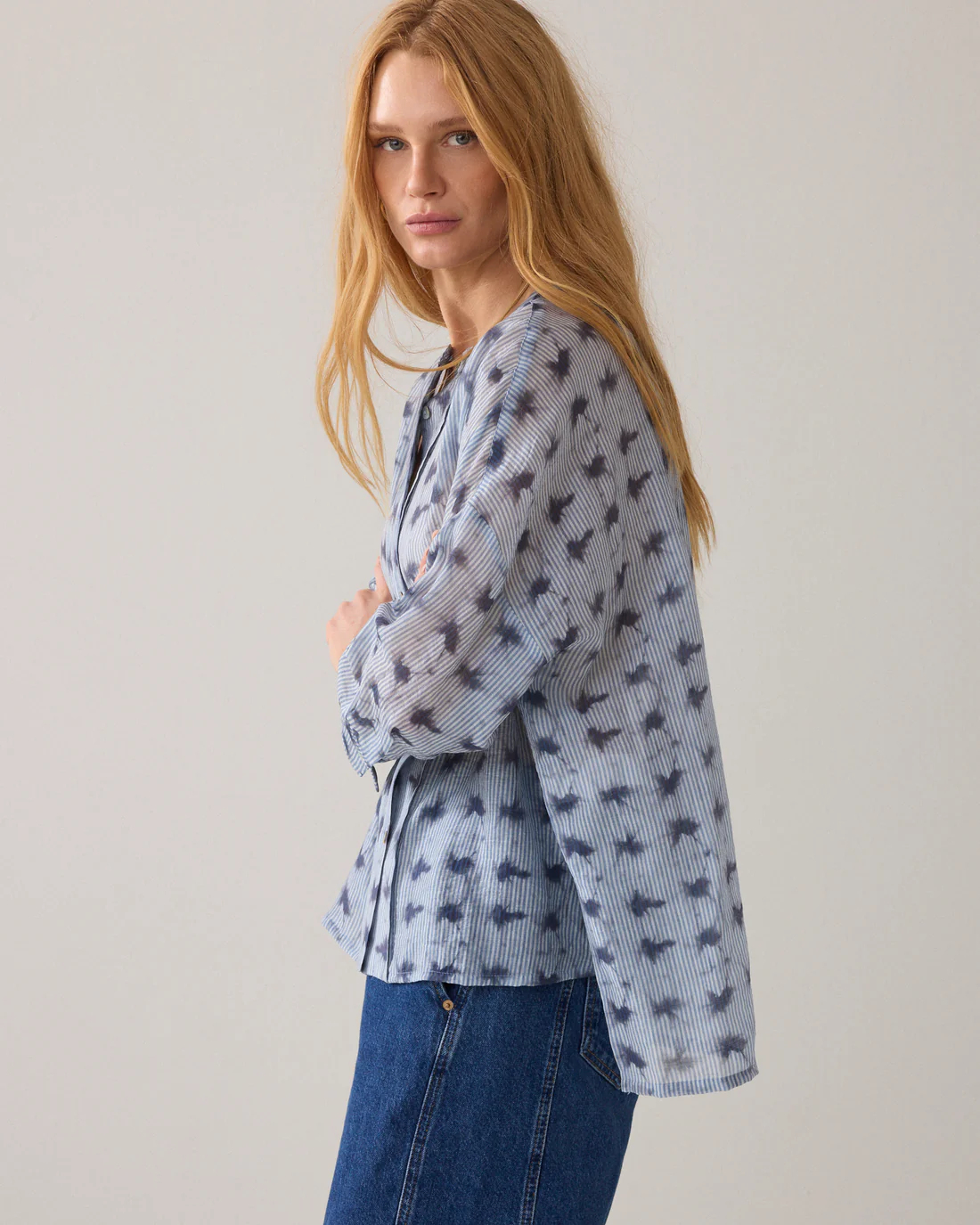 Blouse Tie dye stripe - kleur blauw - Summum - Afbeelding 3