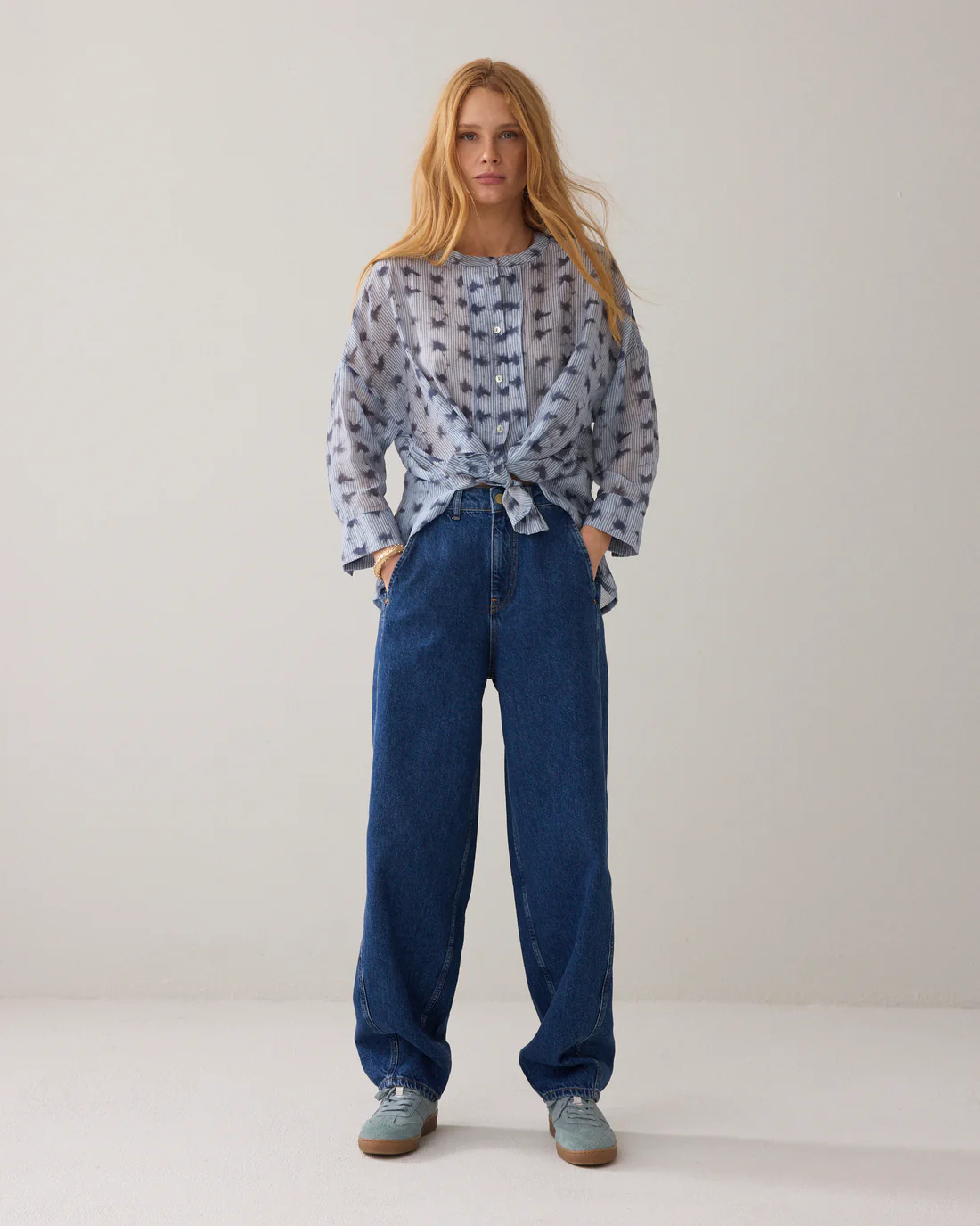 Blouse Tie dye stripe - kleur blauw - Summum