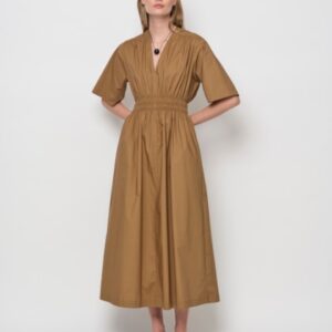 Getailleerde smockjurk- La Salle -  kleur:  zand aarde