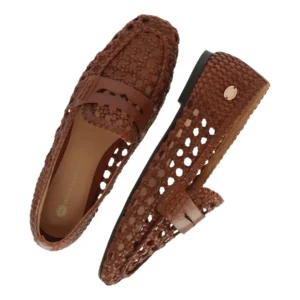 Glara woven mocassin - kleur: bruin /Tan - Fred de La Bretoniere (