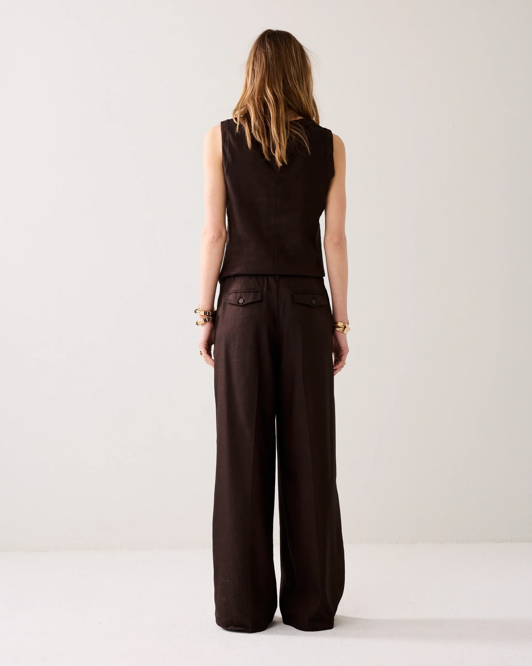 Broek linnen blend - kleur coffee - Summum - Afbeelding 4